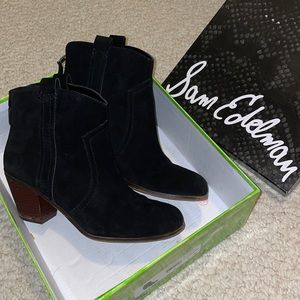 Sam Edelman London Black Suede Booties